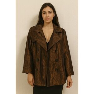 Scott Taylor Leopard Print Metallic Brown Blazer Jacket‎ Women's L